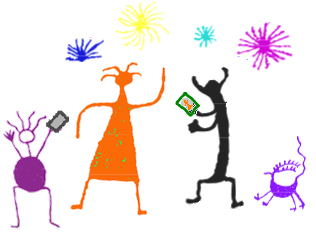 Primitive figures
        representing outreach